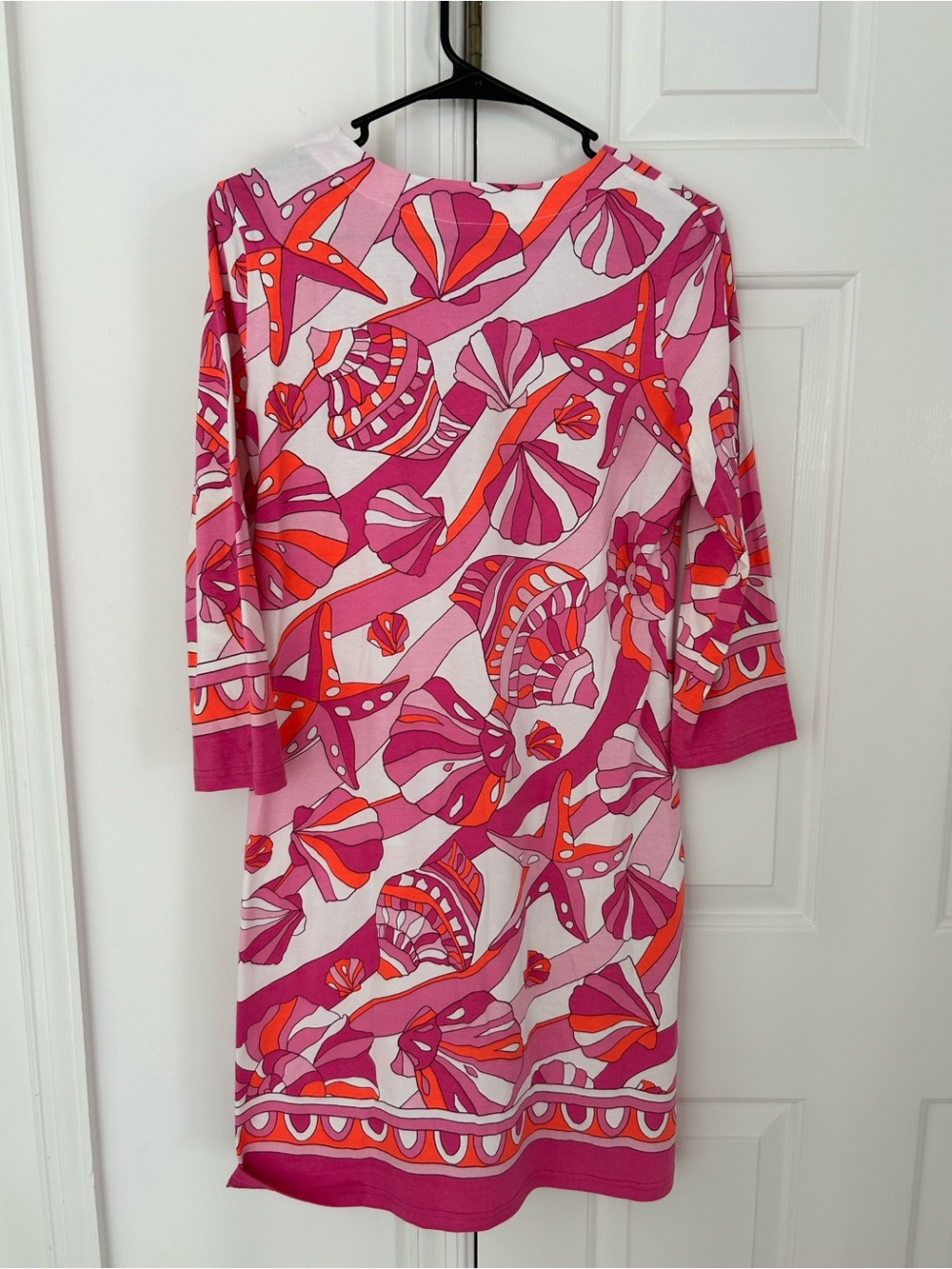 Vibrant Pink & Orange Printed V-Neck Midi Dress - Picture 2 of 3
